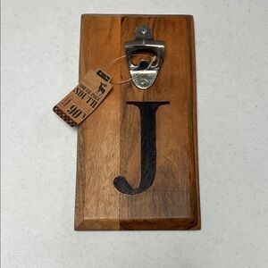 Wooden Bottle Opener with Black Lettering